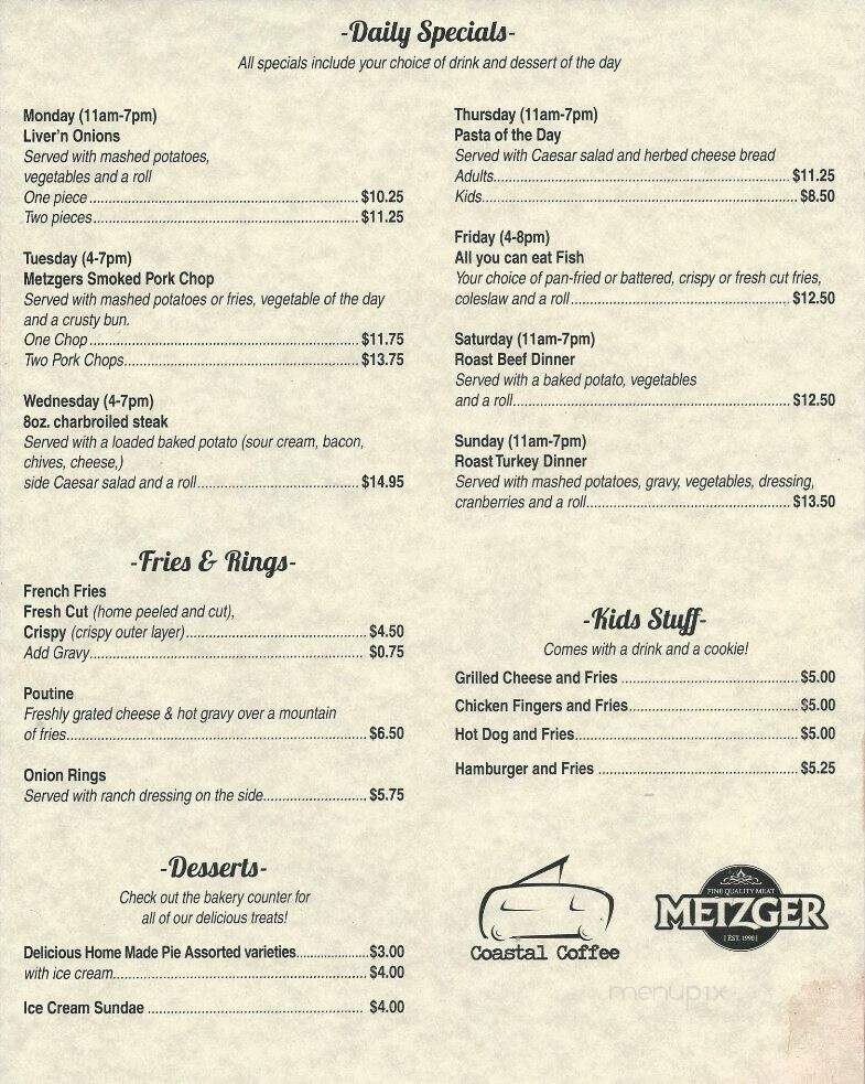 Bartliff's Bakery & Restaurant - Central Huron, ON menu_pic