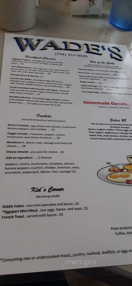 Wade's Breakfast And Grille - Export, PA menu_pic