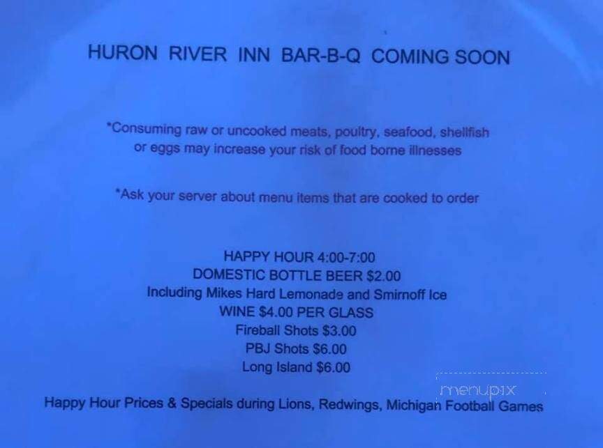 Huron River Inn - Rockwood, MI menu_pic