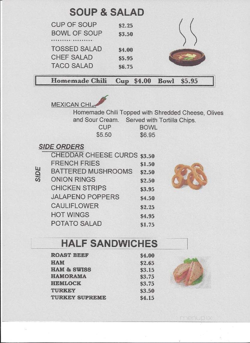 Northwestern Lounge Bar - Rhinelander, WI menu_pic