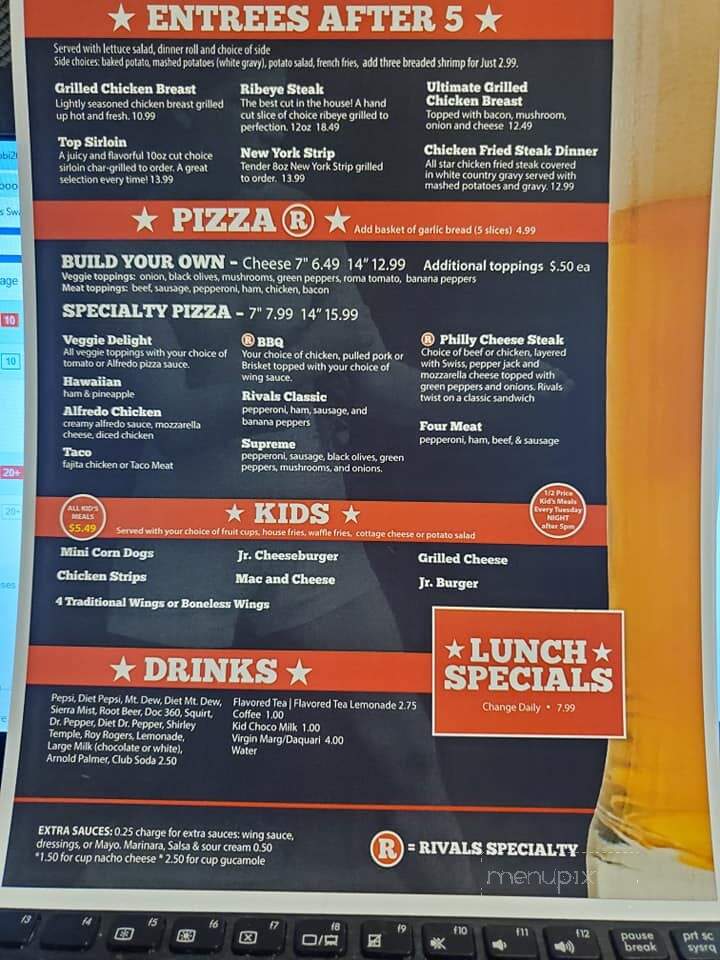 Rivals Bar & Grill - Hastings, NE menu_pic