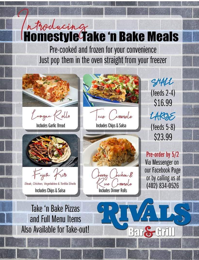 Rivals Bar & Grill - Hastings, NE menu_pic