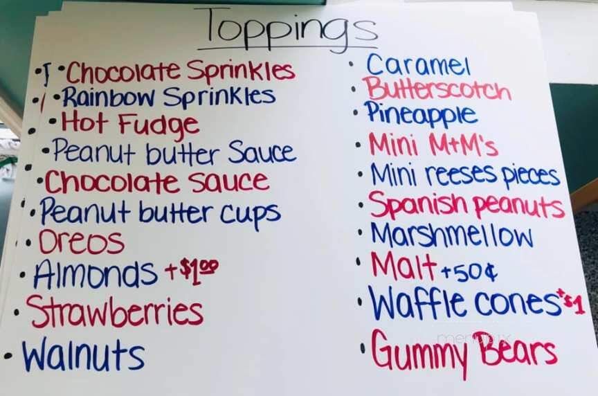 Yia Yia's Ice Cream Shoppe - Williamson, NY menu_pic