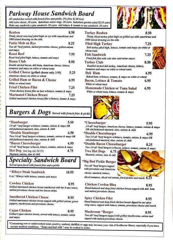 Parkway House - Albemarle, NC menu_pic