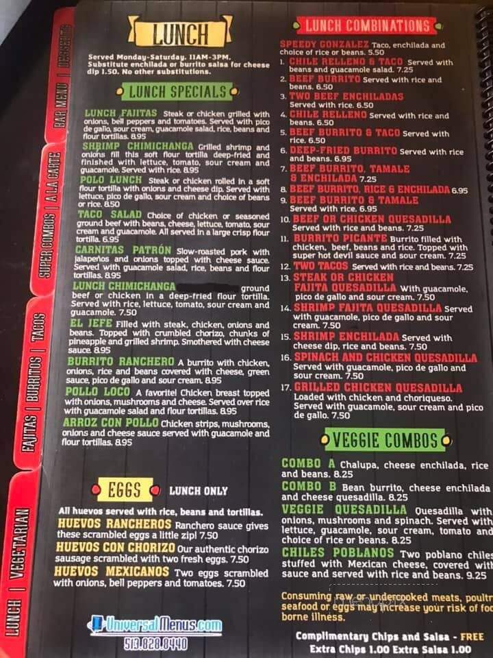 Patron Grill - Vevay, IN menu_pic
