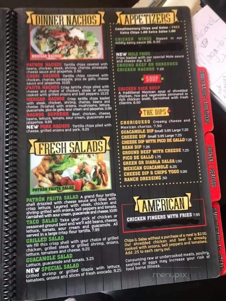 Patron Grill - Vevay, IN menu_pic