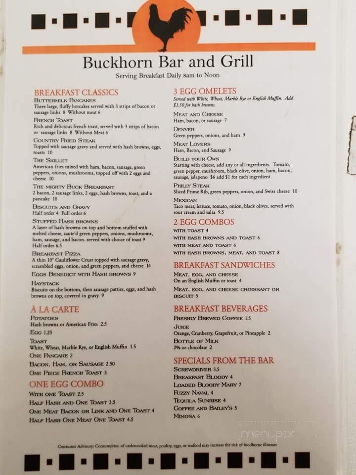 Buckhorn Bar - McGregor, MN menu_pic