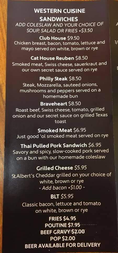 Cat House Gregors - Morrisburg, ON menu_pic