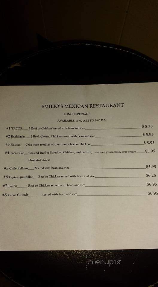 Emilio's Mexican Restaurant - Brownwood, TX menu_pic