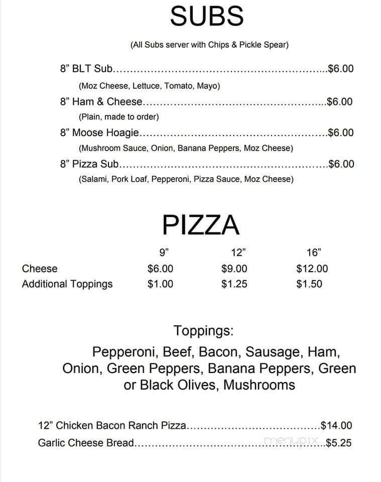Indian Lake Moose Lodge 1533 - Lakeview, OH menu_pic