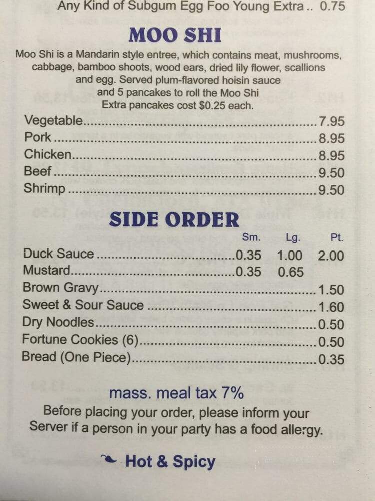 China Mountain Restaurant - North Chelmsford, MA menu_pic