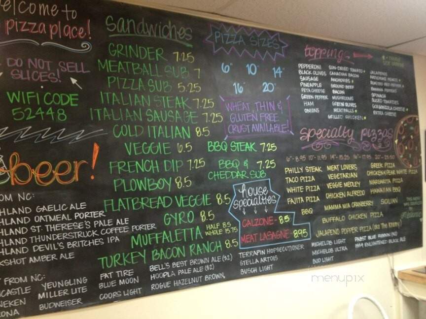 The Pizza Place - Highlands, NC menu_pic