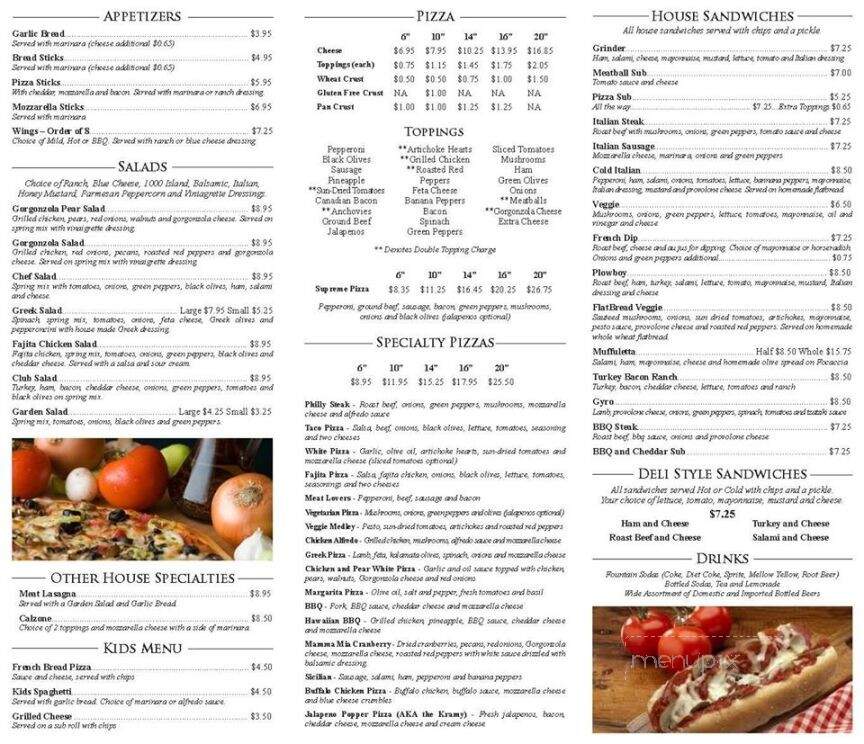 The Pizza Place - Highlands, NC menu_pic