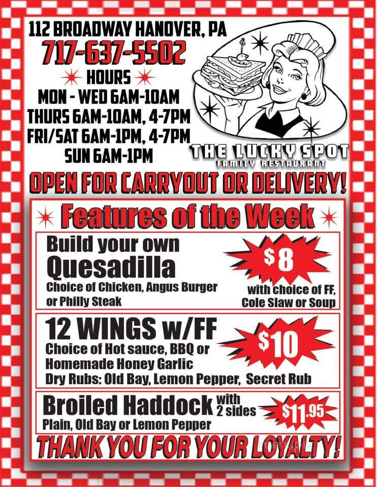 Lucky Spot Restaurant - Hanover, PA menu_pic