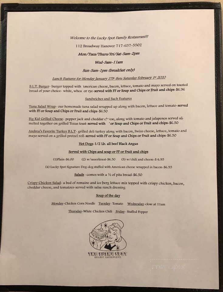 Lucky Spot Restaurant - Hanover, PA menu_pic