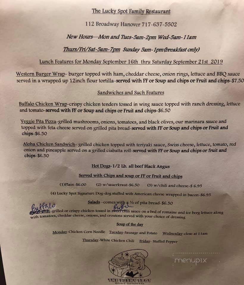 Lucky Spot Restaurant - Hanover, PA menu_pic