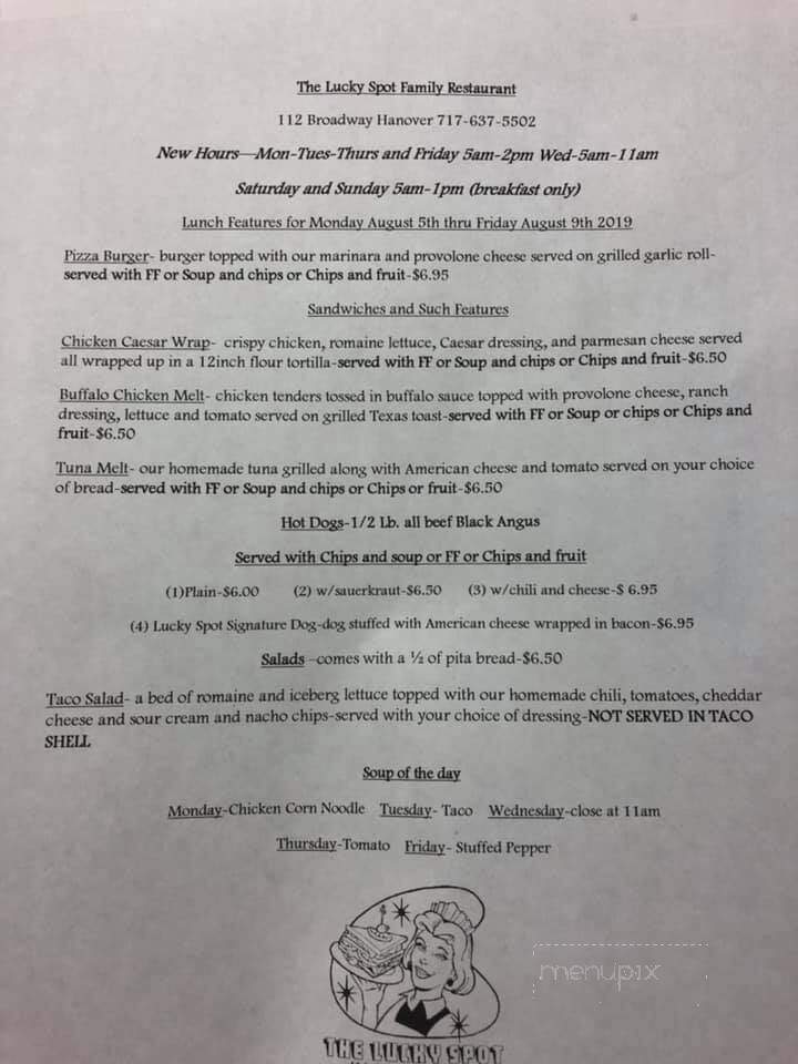 Lucky Spot Restaurant - Hanover, PA menu_pic