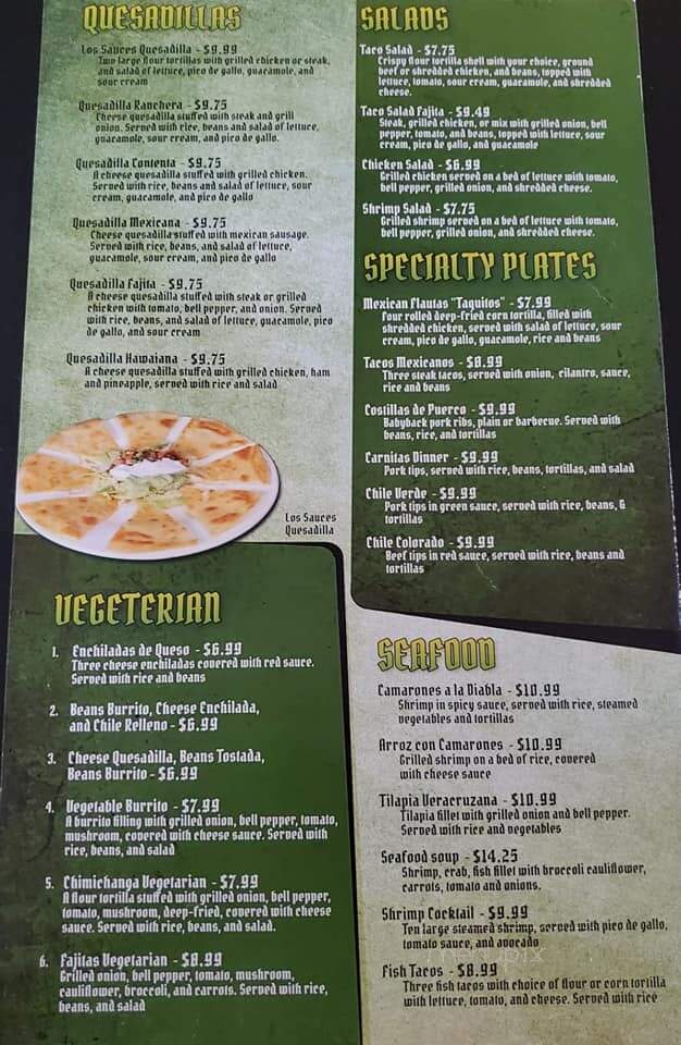 Los Sauces Mexican Restaurant - Decatur, IL menu_pic