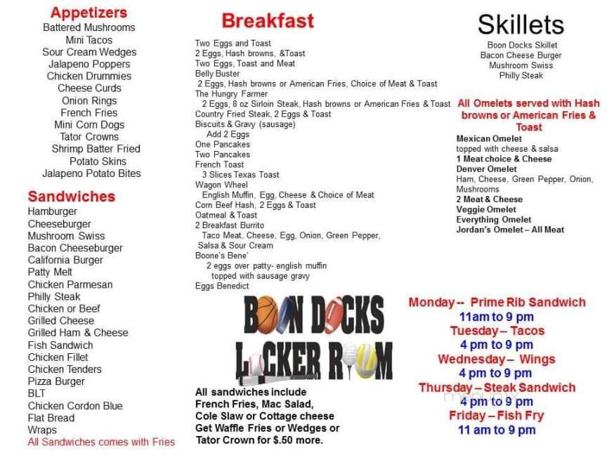 Boondocks Locker Room - Galesville, WI menu_pic