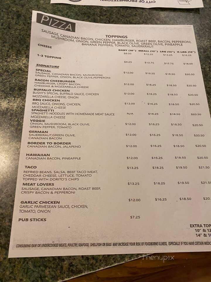 Bushy's Bar & Grill - Lyndon, IL menu_pic