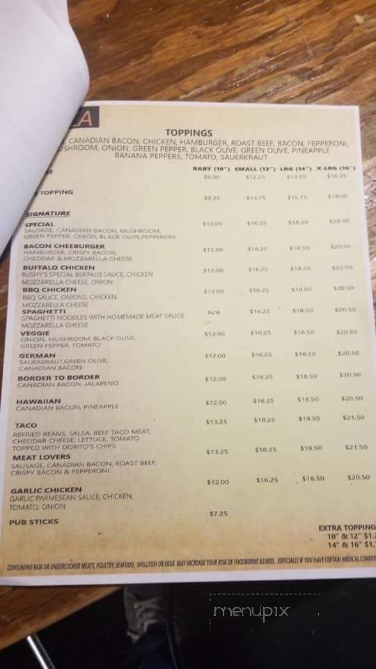 Bushy's Bar & Grill - Lyndon, IL menu_pic
