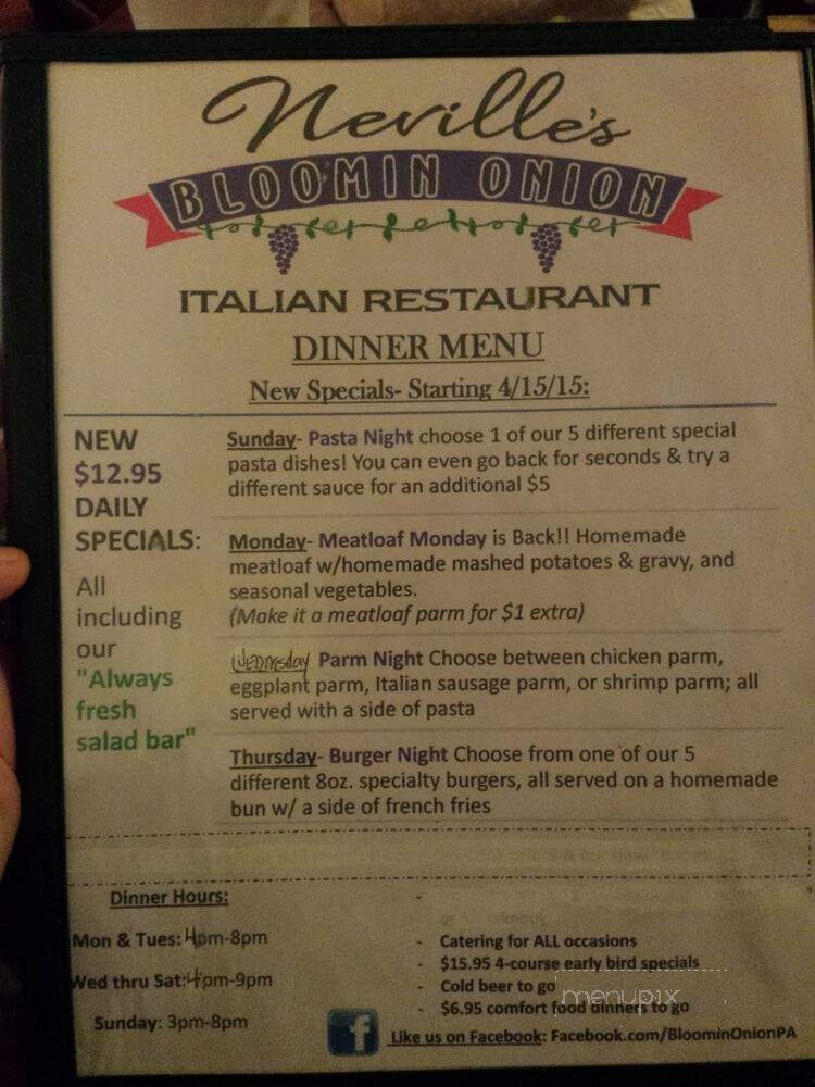 Bloomin' Onion Restaurant - Mountainhome, PA menu_pic