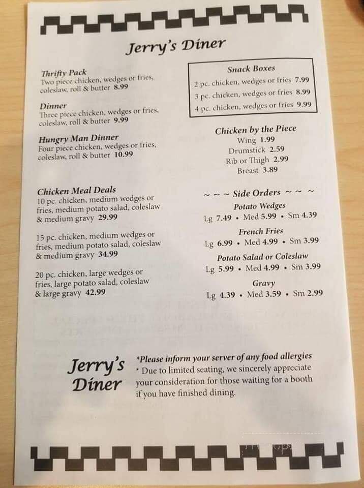 Jerry's Diner - Bridgewater, NS menu_pic