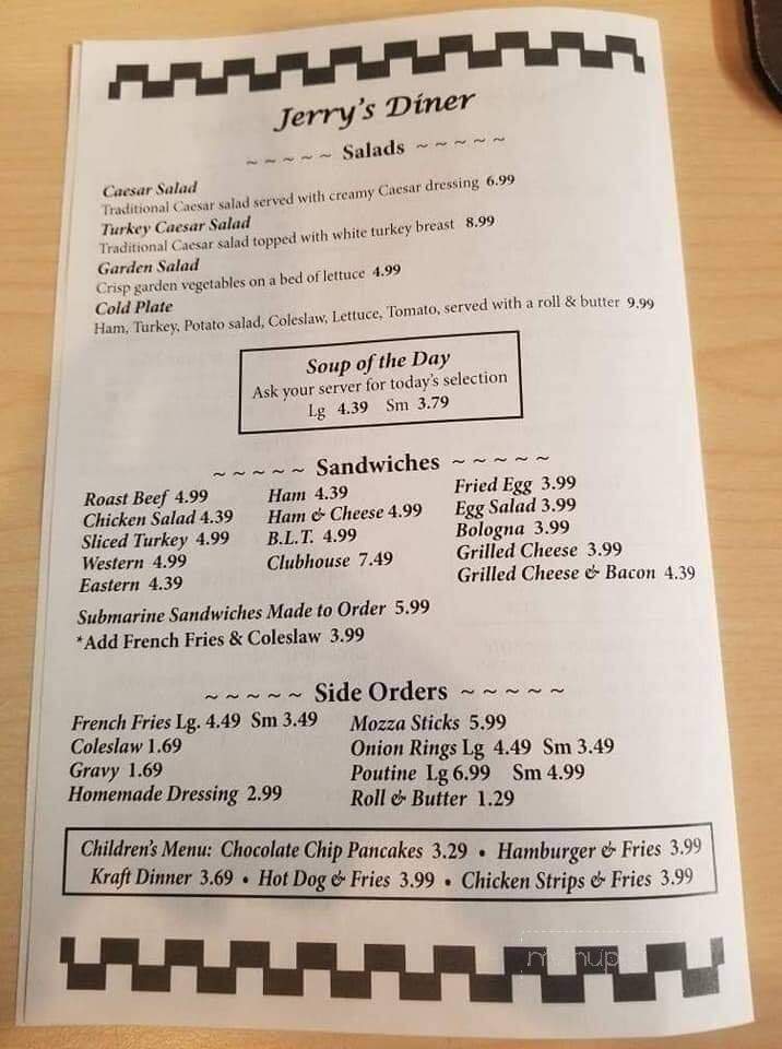 Jerry's Diner - Bridgewater, NS menu_pic