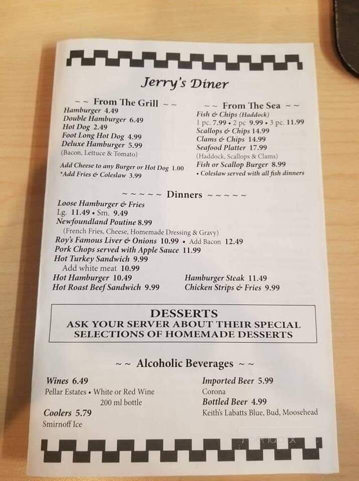 Jerry's Diner - Bridgewater, NS menu_pic