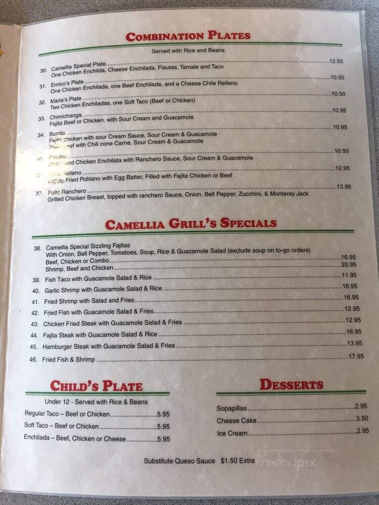 Camellia Mexican Restaurant - Mansfield, LA menu_pic