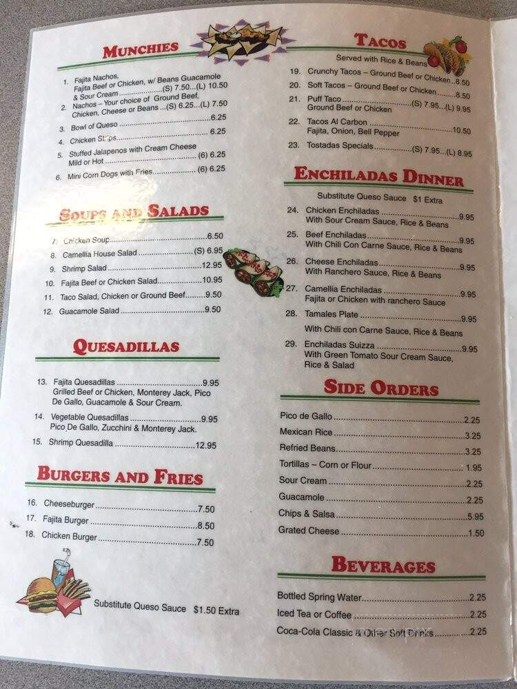 Camellia Mexican Restaurant - Mansfield, LA menu_pic