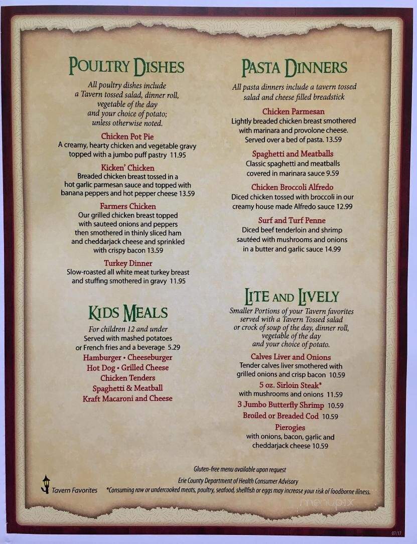 Waterford Hotel - Waterford, PA menu_pic