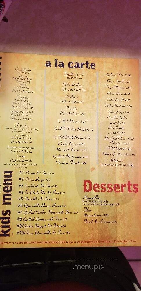 El Ranchito Restaurant - Springfield, GA menu_pic