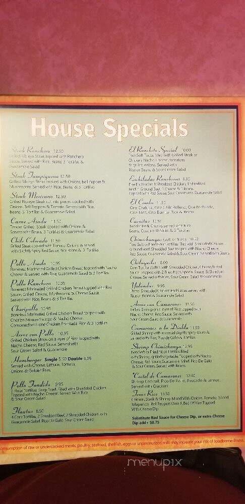 El Ranchito Restaurant - Springfield, GA menu_pic