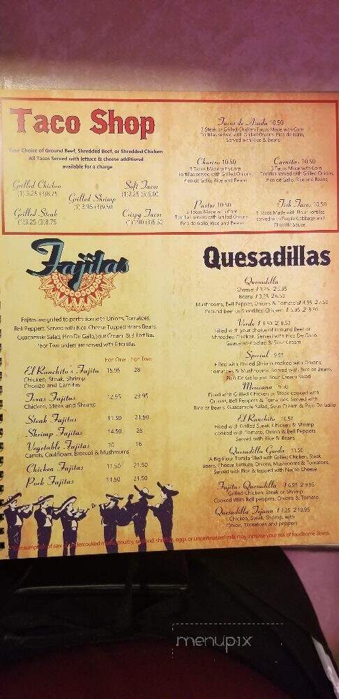 El Ranchito Restaurant - Springfield, GA menu_pic