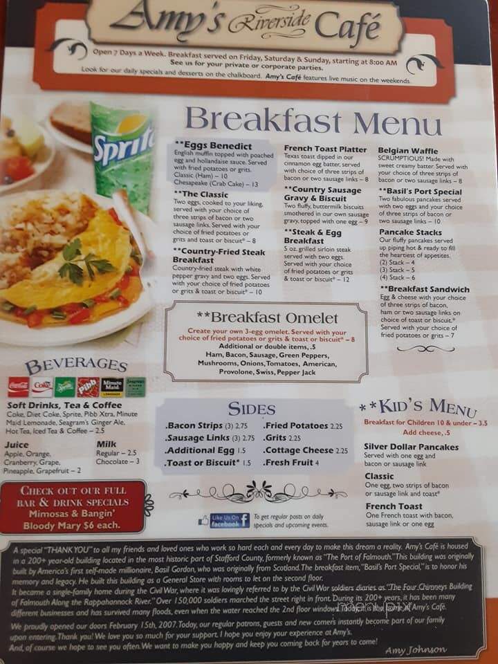 Amy's Cafe - Fredericksburg, VA menu_pic
