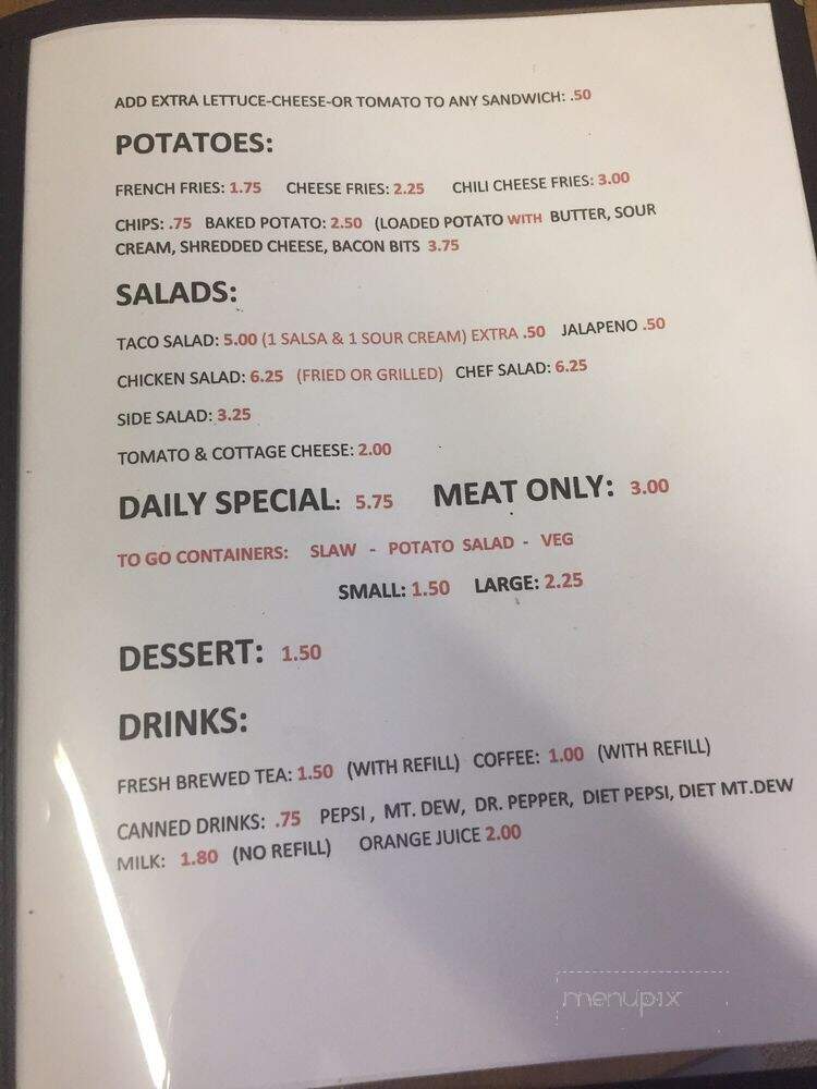 Poor Man's Diner - Stamping Ground, KY menu_pic
