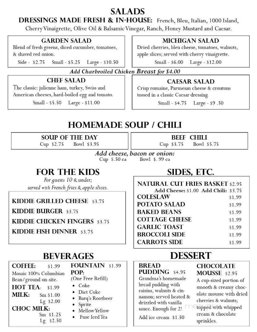Eureka's Kitchen and General Store - Blanchard, MI menu_pic