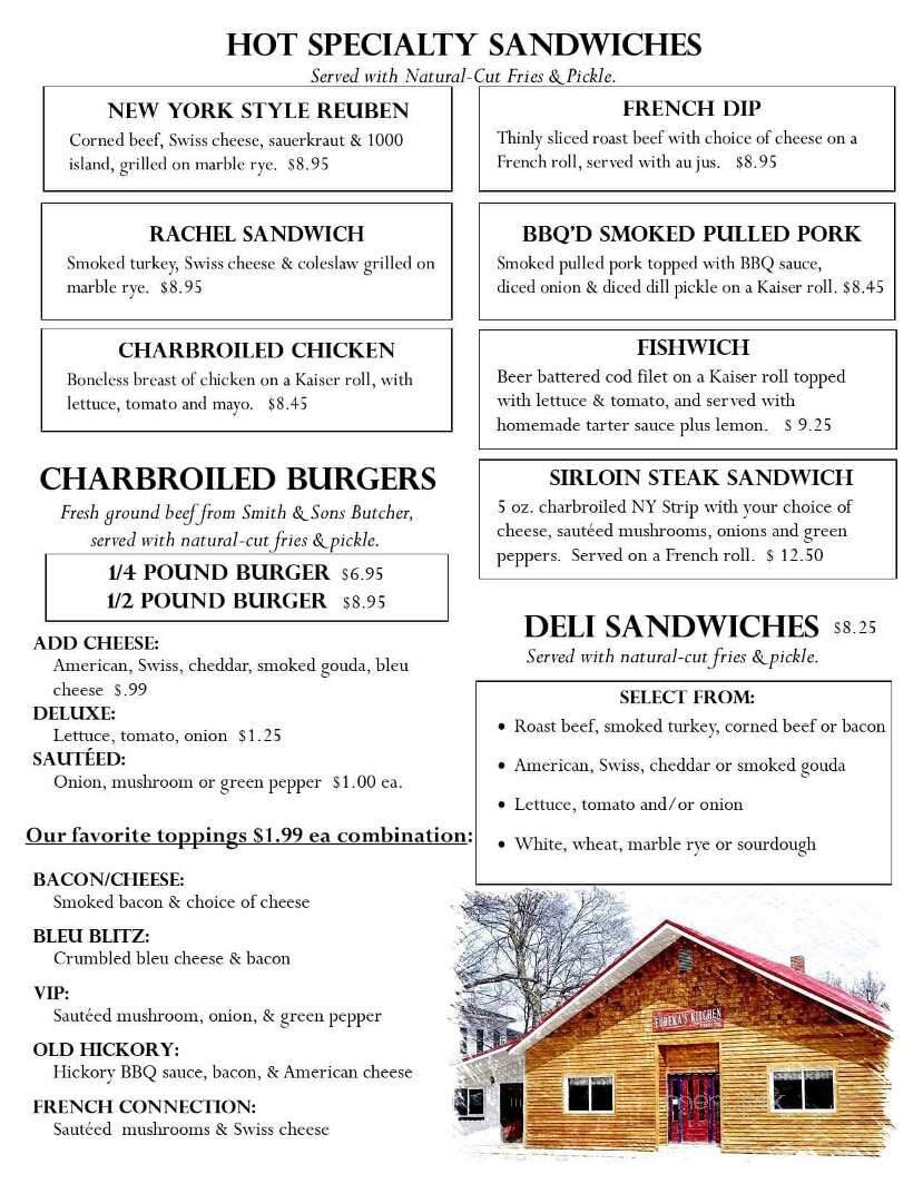 Eureka's Kitchen and General Store - Blanchard, MI menu_pic