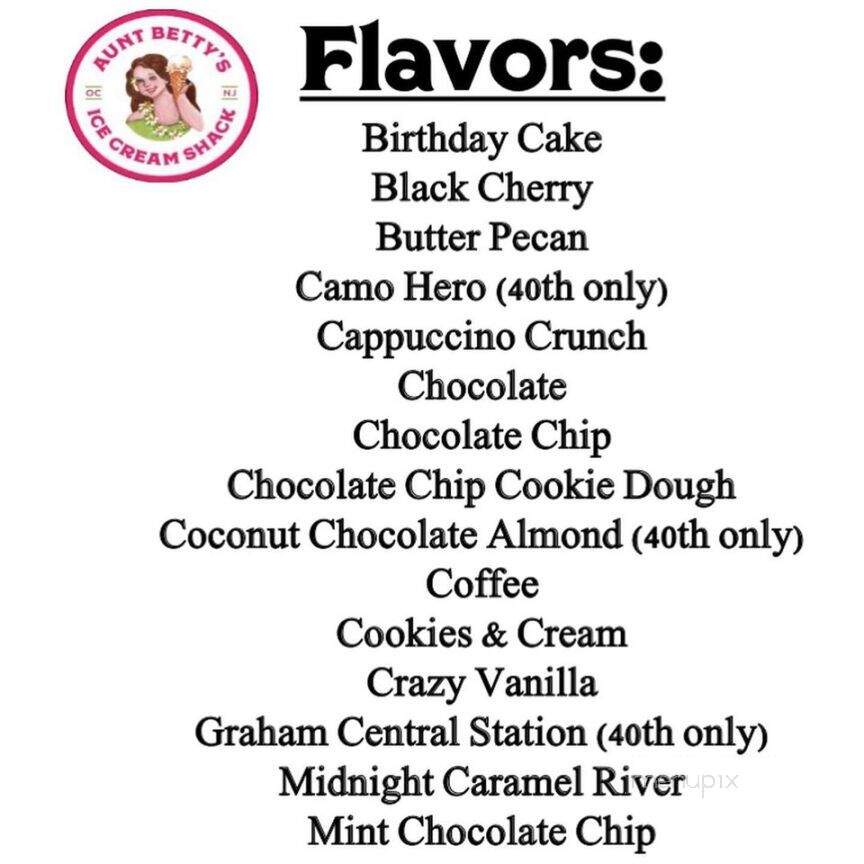 Aunt Betty's Ice Cream Shack - Ocean City, NJ menu_pic