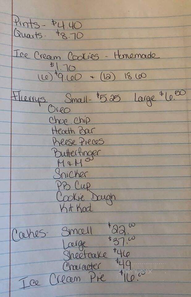 Fudgy's Ice Cream - Amenia, NY menu_pic