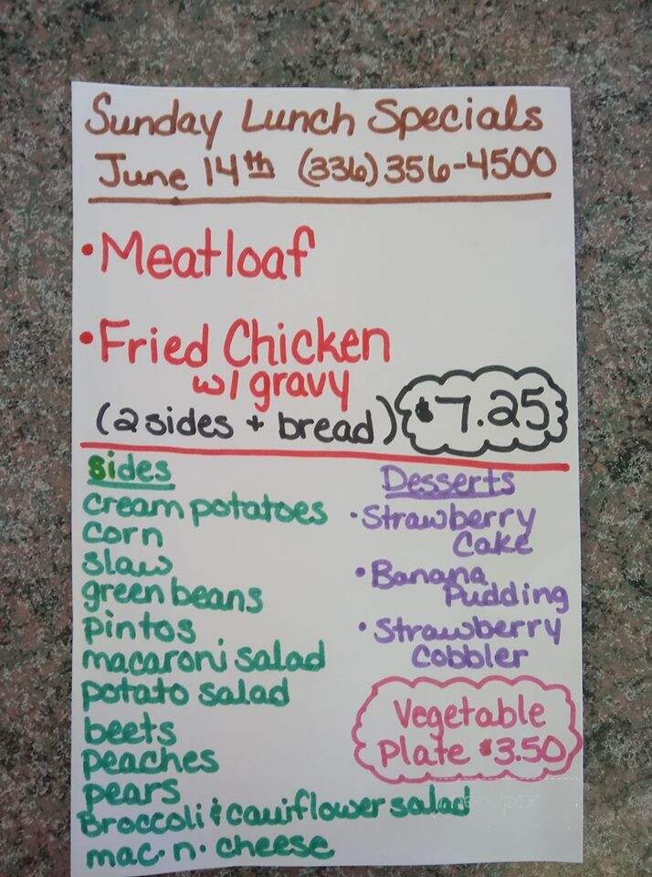 Sue's Restaurant - Dobson, NC menu_pic