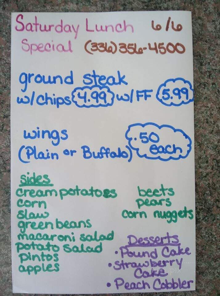 Sue's Restaurant - Dobson, NC menu_pic