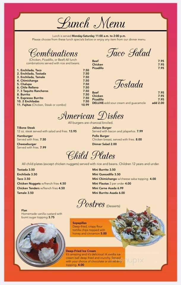 Plaza Jalisco - Windom, MN menu_pic