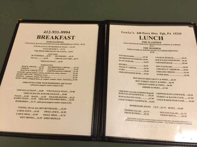 Isaly's West View - Pittsburgh, PA menu_pic