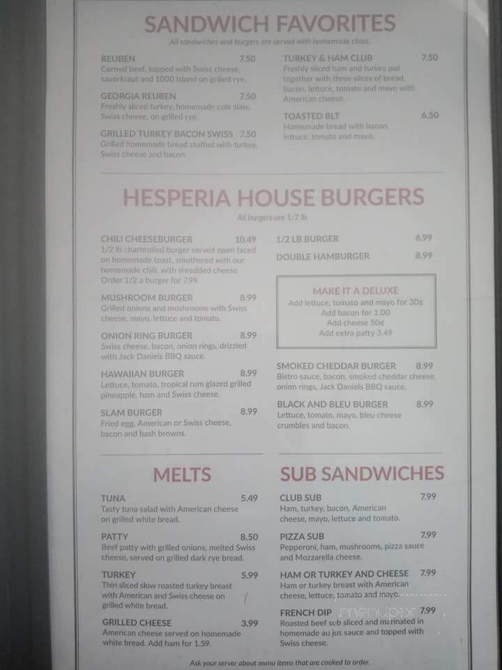 Hesperia House Restaurant - Hesperia, MI menu_pic