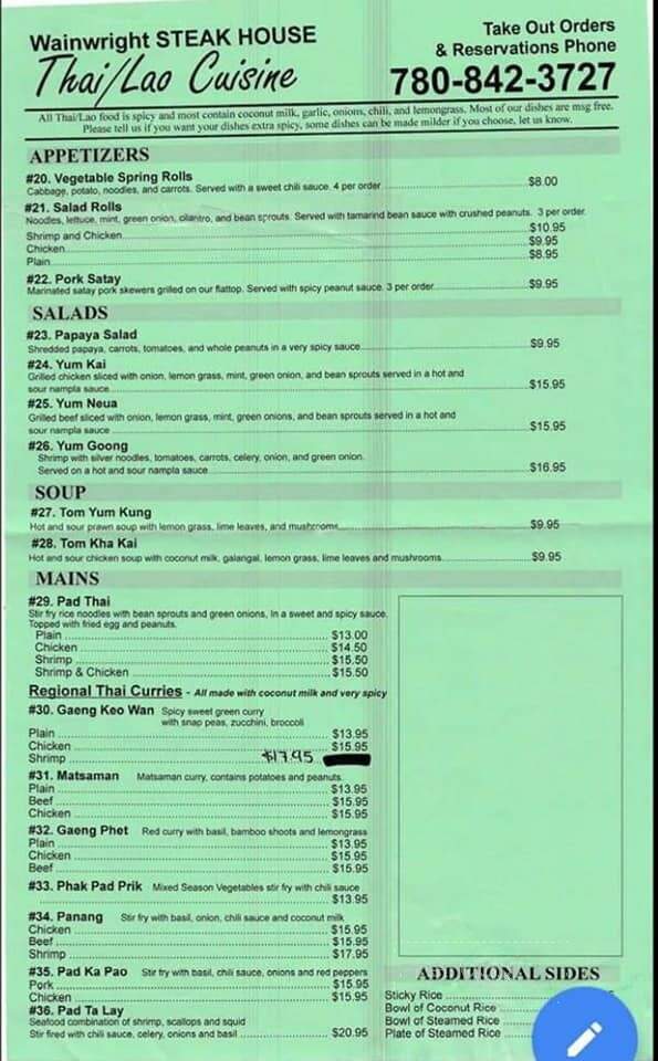 Wainwright Steakhouse - Wainwright, AB menu_pic