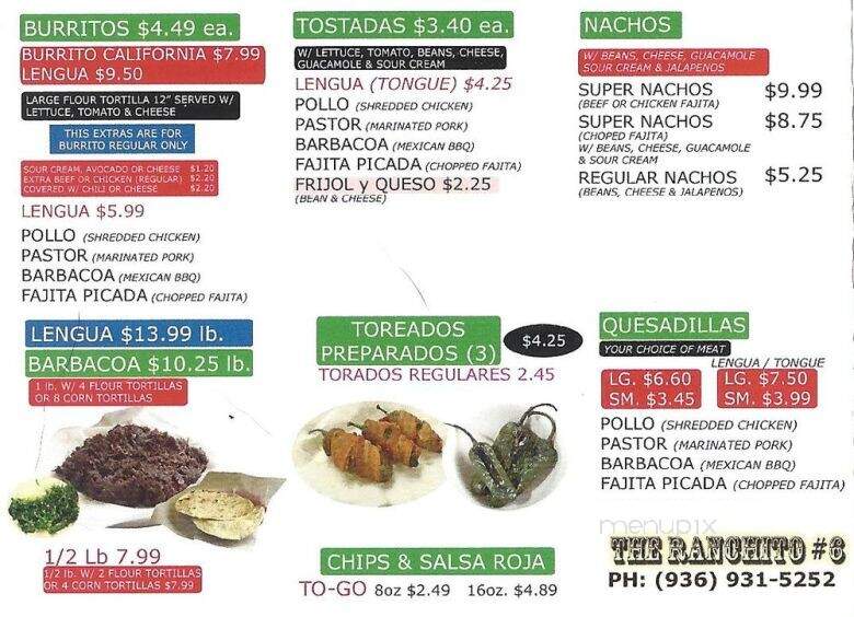 Ranchito Taqueria - Waller, TX menu_pic