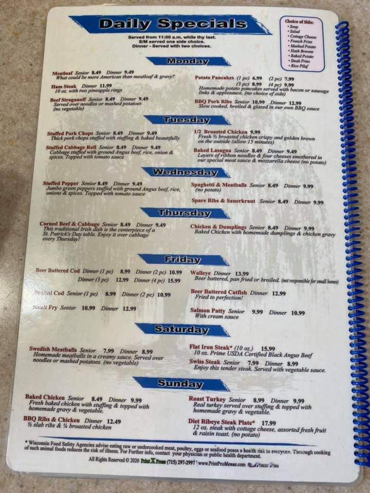 Blue Willow Cafe - Wausau, WI menu_pic