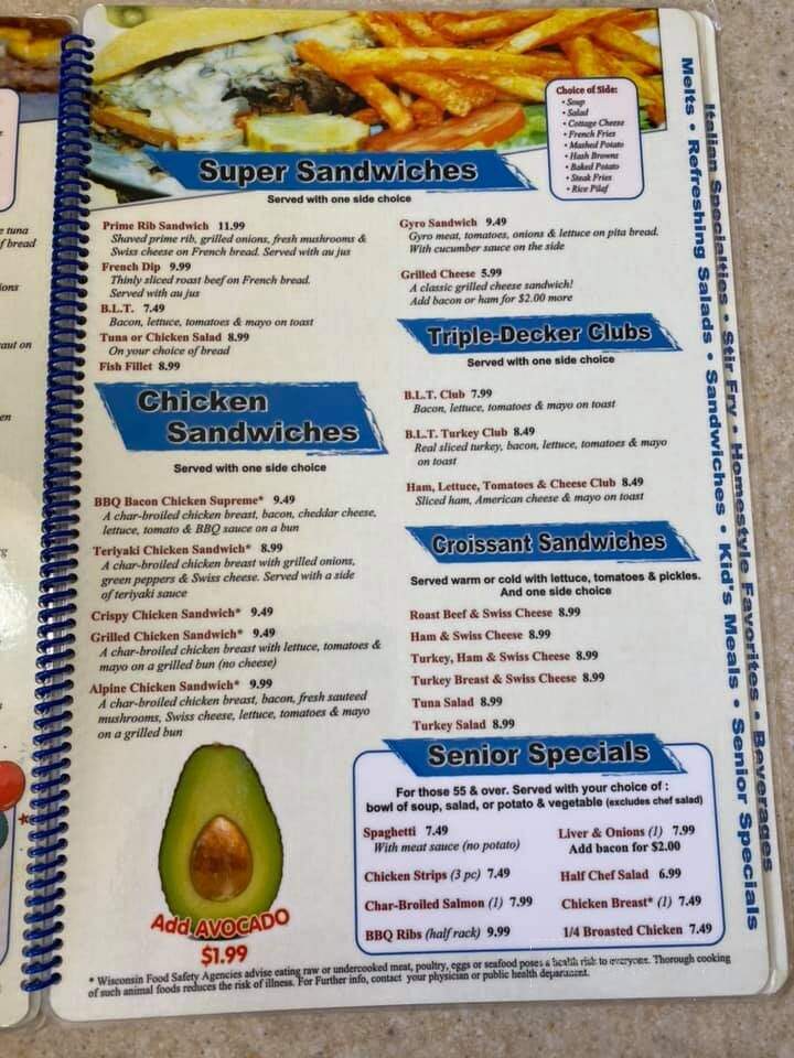 Blue Willow Cafe - Wausau, WI menu_pic